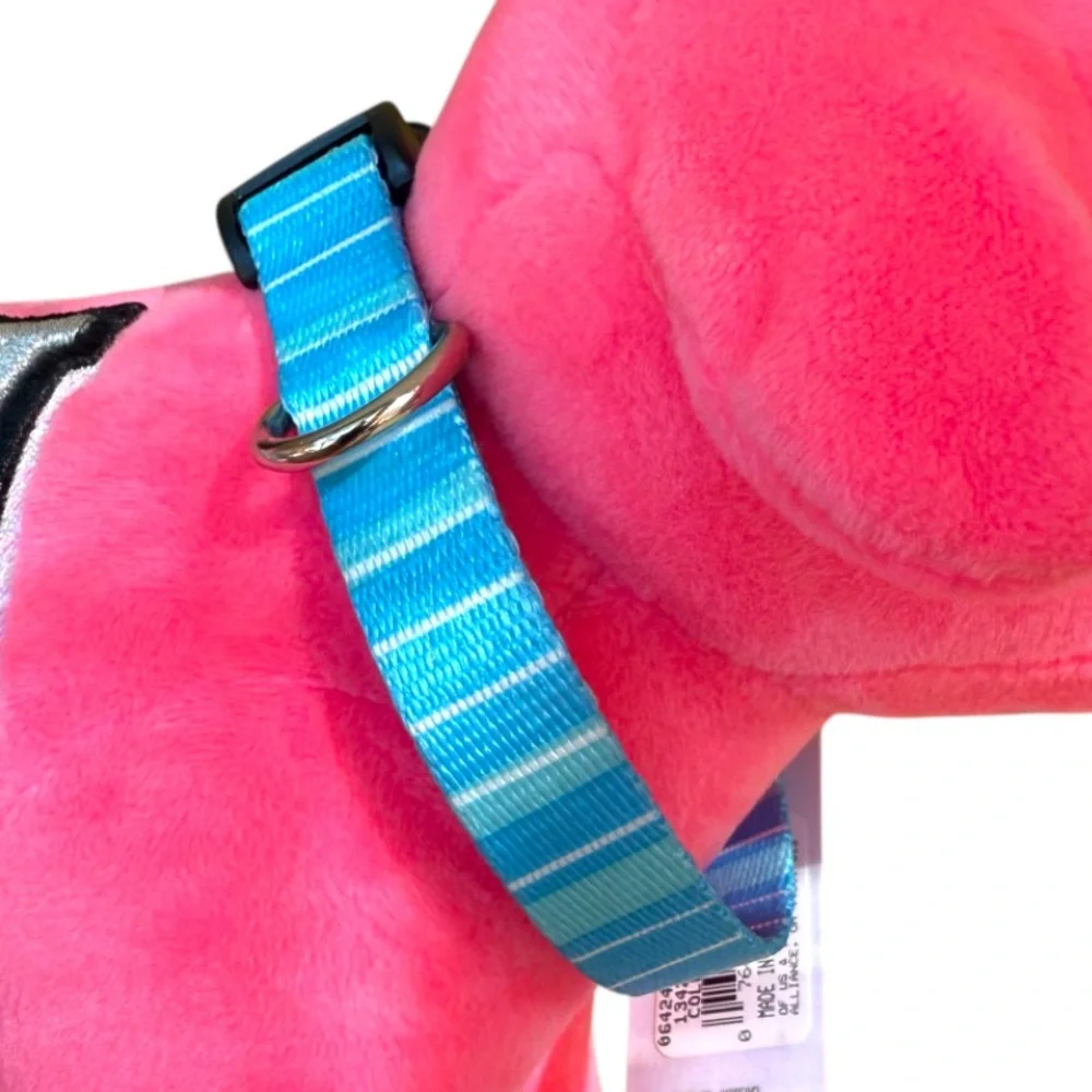 Preppy Blue Striped Adjustable Small Dog Pup Collar Chihuahua Terrier Dachshund